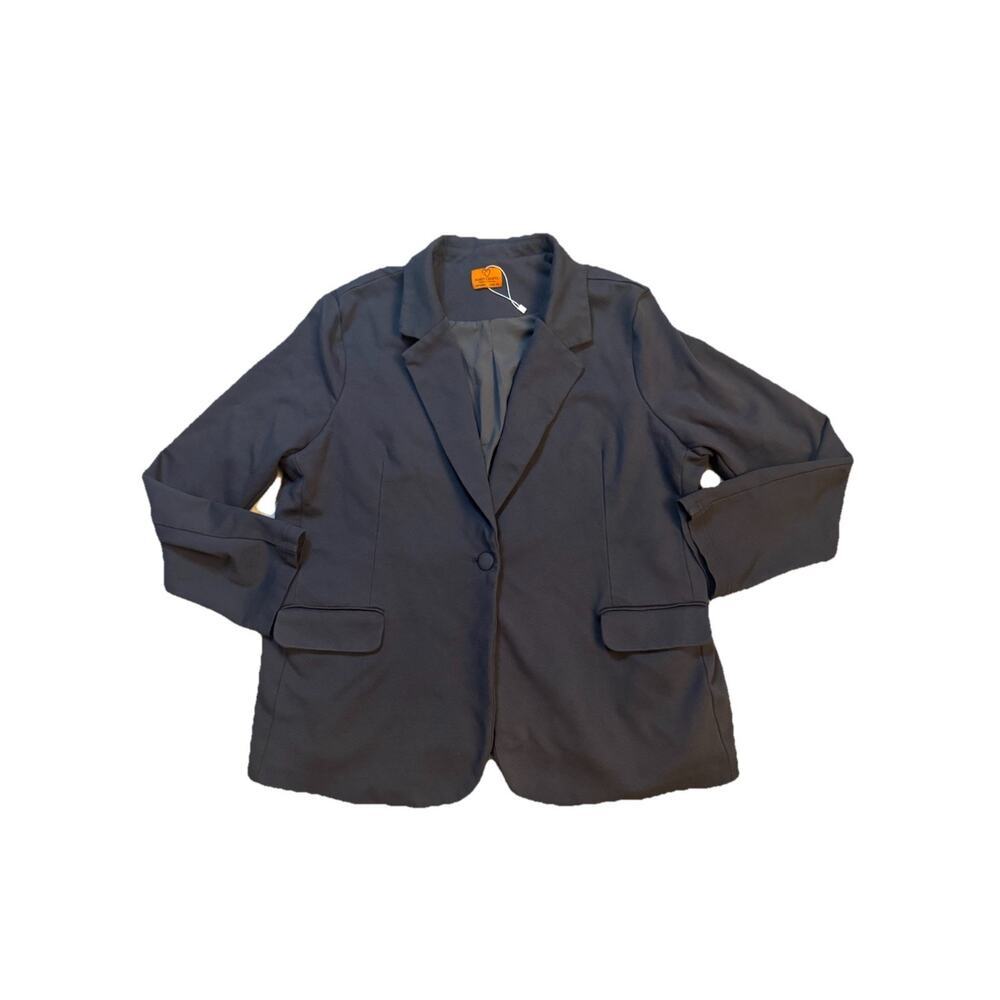 Mary Crafts Women’s Blazer Size 22 Black Single Button Stretch Lined Jacket